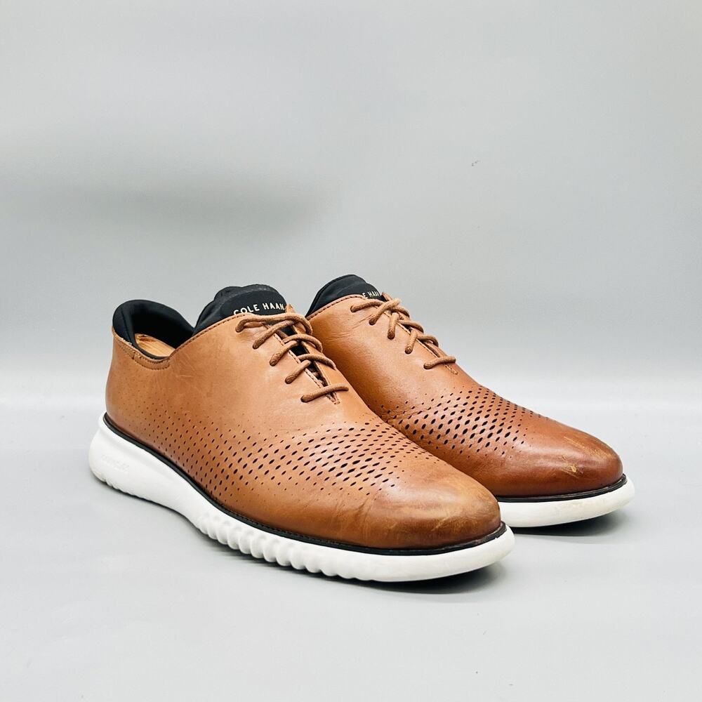 Cole Haan Shoes Mens 11.5 Brown Leather Grand OS Perforated Sneakers Comfort